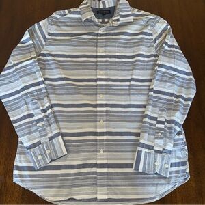 Banana Republic Factory Long Sleeve Button Down Shirt Stripes Blue White Large